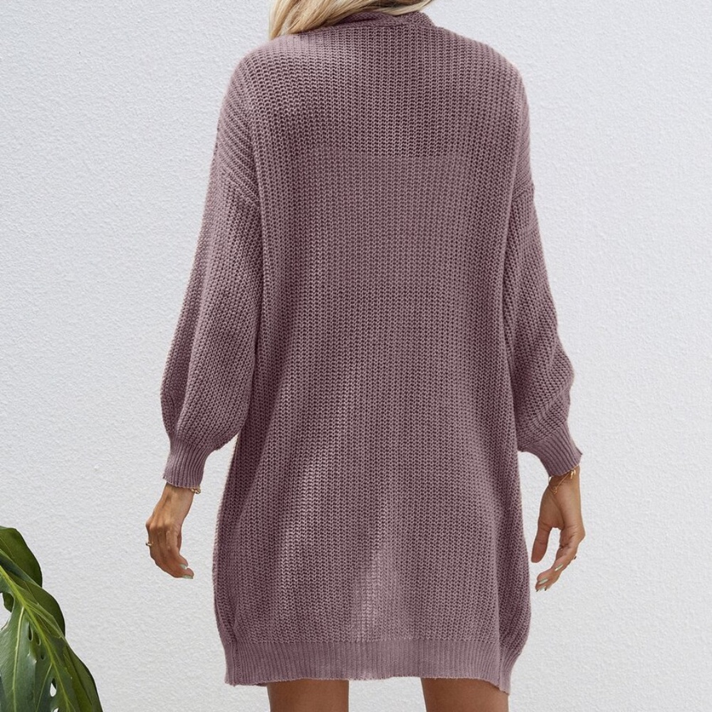 Navy Blue Open Front Knit Oversized Cardigan - Picture 6 of 6